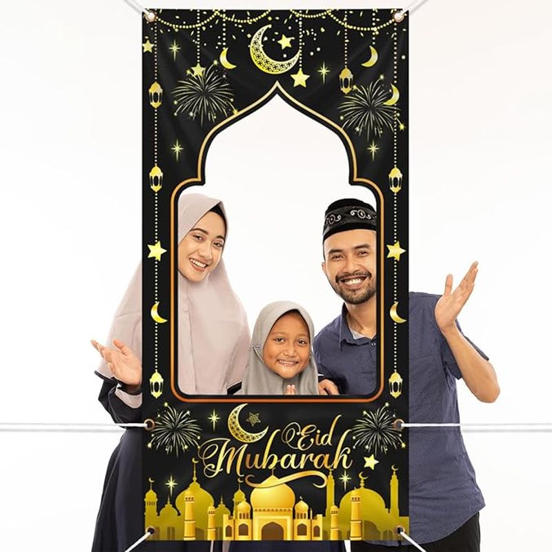 Casa si Gradina - Decoratiuni - Decoratiuni petrecere - Accesorii pentru petrecere - Banner pentru cabina foto, cu fundal musulman, Ramadan, tesatura mare, 180X190 cm - Infinity.ro
