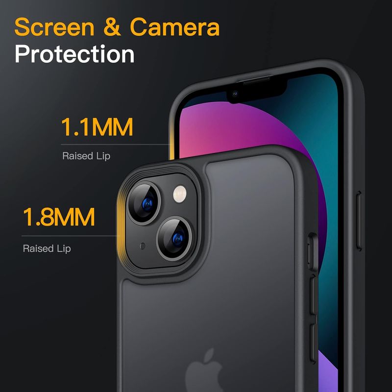 Laptop, Telefoane si Tablete - Telefoane mobile si accesorii - Accesorii Telefoane - Huse telefoane - Husa ergonomica pentru iPhone Mini 13, transparenta, neagra, mata - Infinity.ro