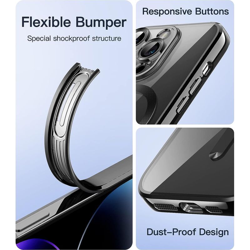 Laptop, Telefoane si Tablete - Telefoane mobile si accesorii - Accesorii Telefoane - Huse telefoane - Husa pentru iPhone 14 Pro Max, JETech, neagra, compatibila cu wireless charging - Infinity.ro