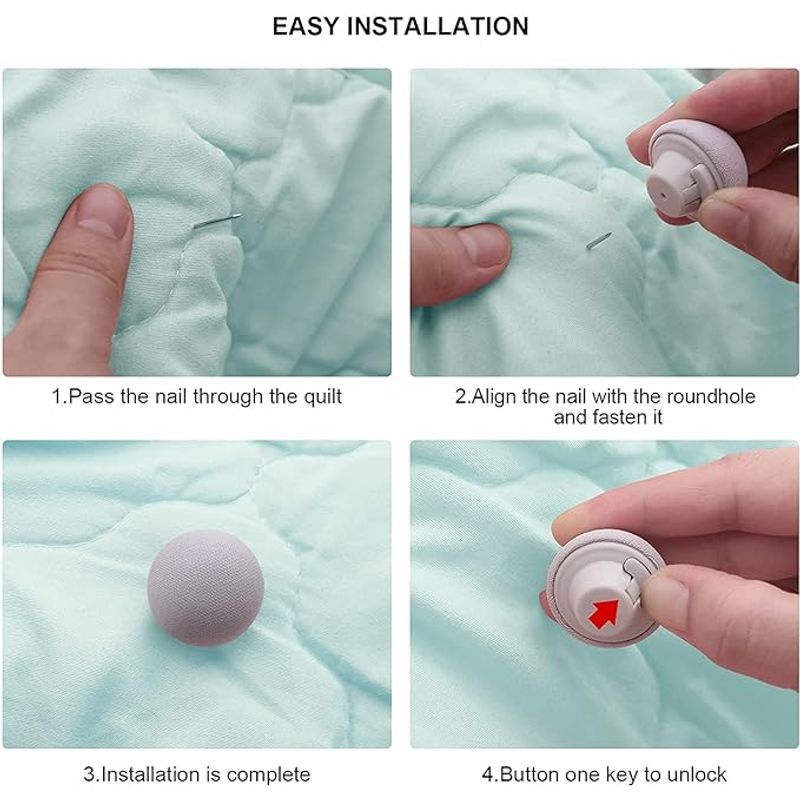 Casa si Gradina - Textile si covoare - Lenjerii de pat - Seturi de lenjerie - Set 16 cleme pentru fixare pilota/plapuma, anti-alunecare, forma ciuperca, 3X2.5 cm, gri - Infinity.ro