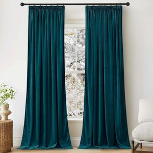 Set 2 draperii opace, albastru petrol, cu rejansa, pentru dormitor sau camera de zi, 132X259