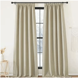 Set 2 draperii opace, cu rajansa, crem, pentru camera de zi sau dormitor, 130X245
