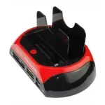 PC, gaming si accesorii - Servere - Rack server - Dock hard disk, cu usb, dual, SATA 3.5/2.5, Gonga® Negru/Rosu - Infinity.ro