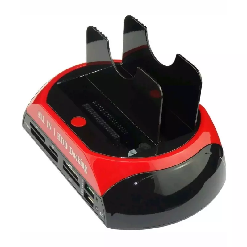 PC, gaming si accesorii - Servere - Rack server - Dock hard disk, cu usb, dual, SATA 3.5/2.5, Gonga® Negru/Rosu - Infinity.ro