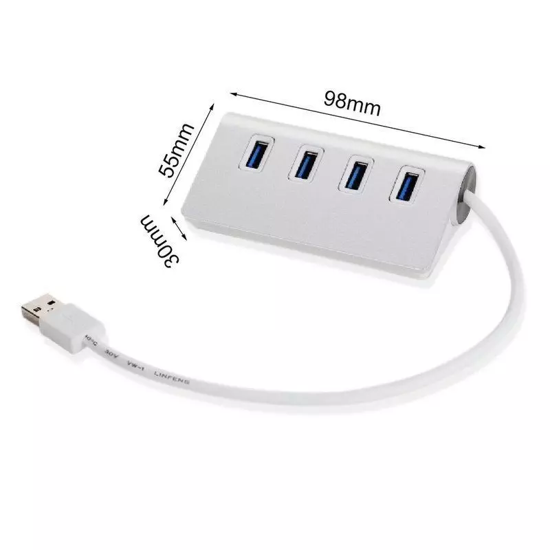 PC, gaming si accesorii - Retelistica - Hub-uri - Hub din aluminiu, 4 porturi usb, Gonga® Argintiu - Infinity.ro