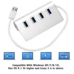 PC, gaming si accesorii - Retelistica - Hub-uri - Hub din aluminiu, 4 porturi usb, Gonga® Argintiu - Infinity.ro