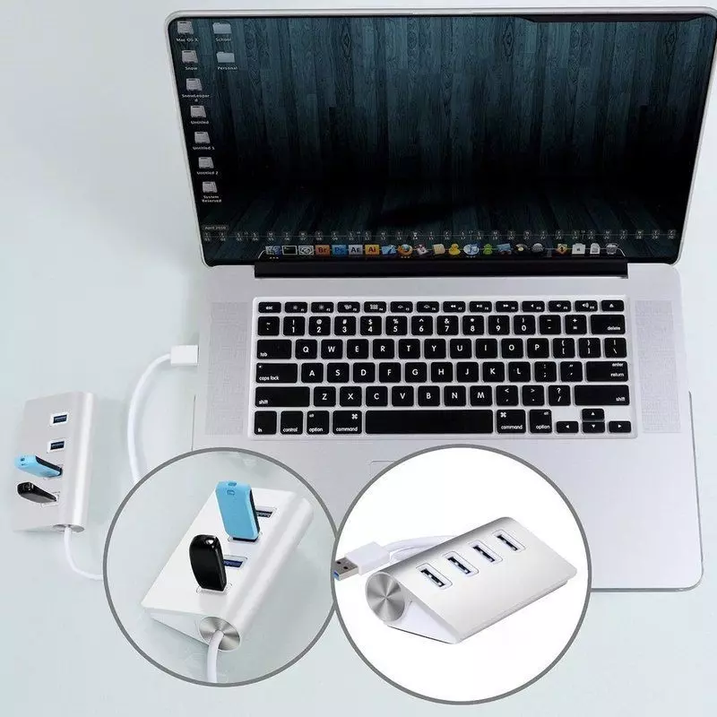 PC, gaming si accesorii - Retelistica - Hub-uri - Hub din aluminiu, 4 porturi usb, Gonga® Argintiu - Infinity.ro