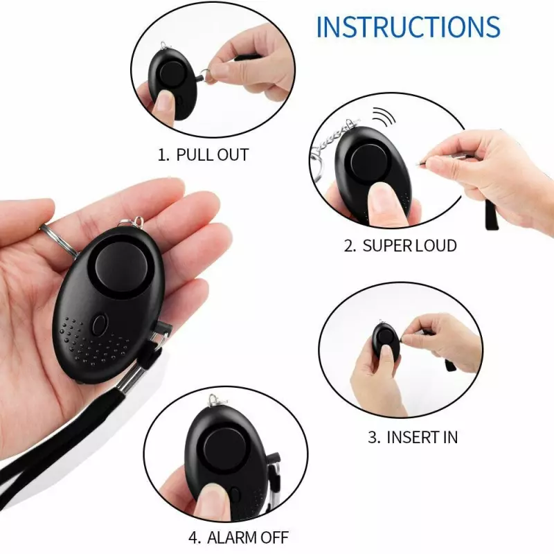 Casa si Gradina - Electrice - Smart Home - Alarme si accesorii - Dispozitiv tip breloc,alarma personala,antifurt, 140db,Gonga® Negru - Infinity.ro