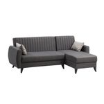 Casa si Gradina - Mobilier - Canapele si coltare - Coltare - Coltar extensibil, Atelier Del Sofa, poliester cu textura de in, gri inchis, 223x130x86 cm - Infinity.ro