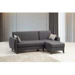 Casa si Gradina - Mobilier - Canapele si coltare - Coltare - Coltar extensibil, Atelier Del Sofa, poliester cu textura de in, gri inchis, 223x130x86 cm - Infinity.ro
