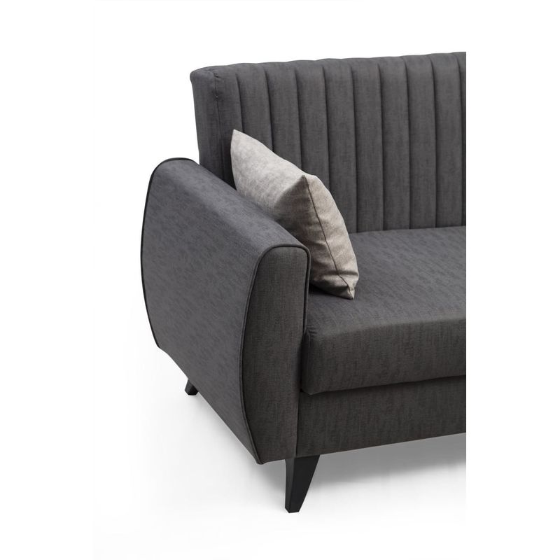 Casa si Gradina - Mobilier - Canapele si coltare - Coltare - Coltar extensibil, Atelier Del Sofa, poliester cu textura de in, gri inchis, 223x130x86 cm - Infinity.ro