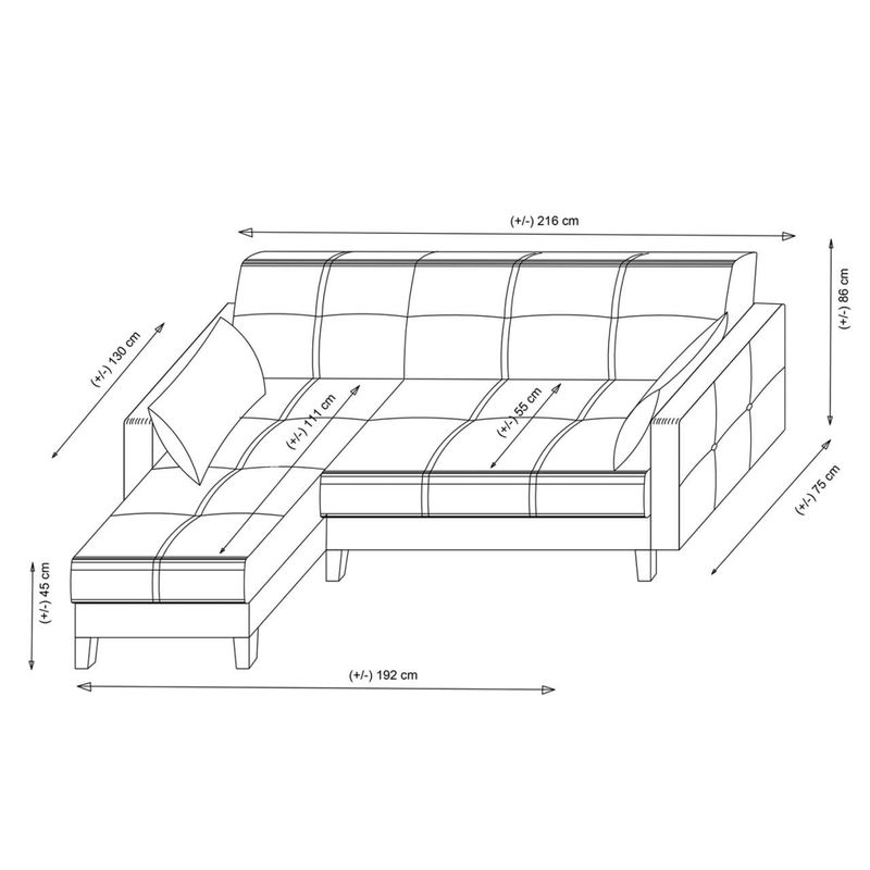 Casa si Gradina - Mobilier - Canapele si coltare - Coltare - Coltar extensibil, Atelier Del Sofa, poliester cu textura de in, gri inchis, 223x130x86 cm - Infinity.ro