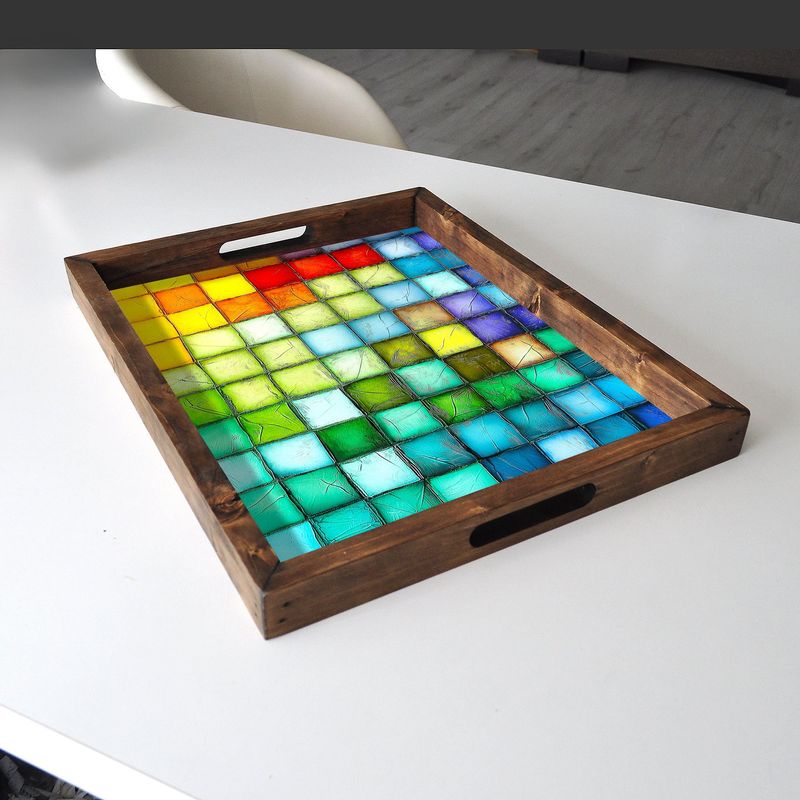 Casa si Gradina - Bucatarie si vesela - Ustensile bucatarie - Tavi servire - Tava de servire, Aberto Design, lemn masiv, multicolor, 48x38x4 cm, 799EVL1114 - Infinity.ro