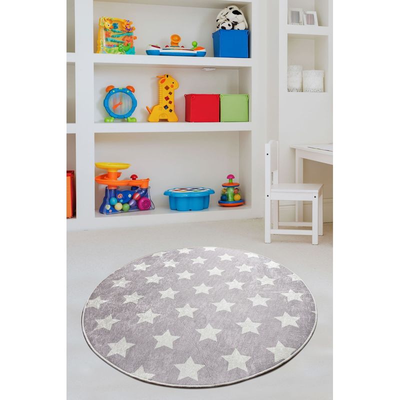 Casa si Gradina - Textile si covoare - Covoare - Covoare copii - Covor copii, Conceptum Hypnose, gri alb, 140 cm, 100% poliester, antiderapant - Infinity.ro