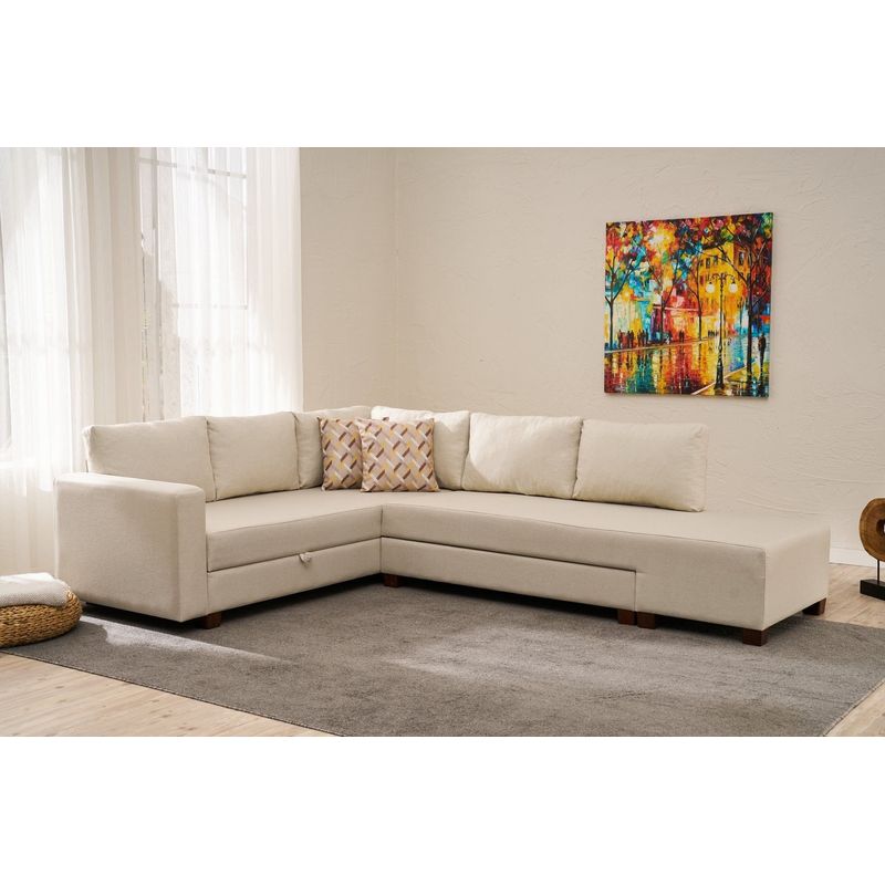 Casa si Gradina - Mobilier - Canapele si coltare - Coltare - Coltar extensibil, Atelier Del Sofa, bumbac si poliester, crem, 280x210x83 cm - Infinity.ro