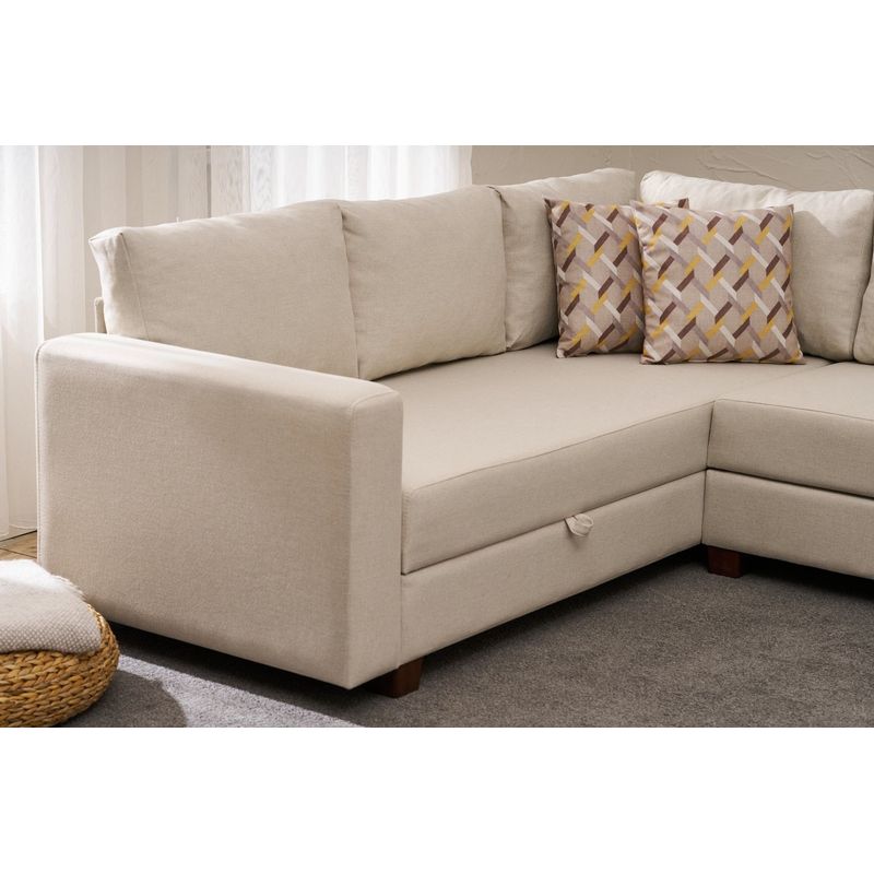 Casa si Gradina - Mobilier - Canapele si coltare - Coltare - Coltar extensibil, Atelier Del Sofa, bumbac si poliester, crem, 280x210x83 cm - Infinity.ro