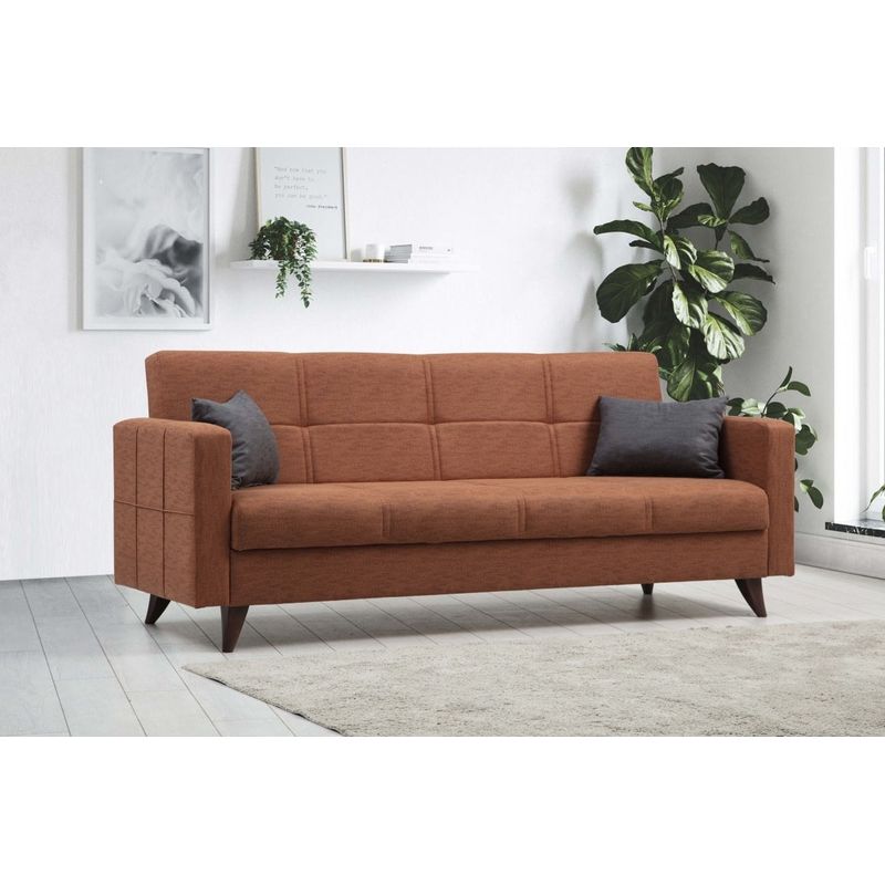 Casa si Gradina - Mobilier - Canapele si coltare - Canapele - Canapea extensibila 3 locuri, Atelier Del Sofa, cadru metal lemn, rosu tigla, 205x86x75 cm - Infinity.ro