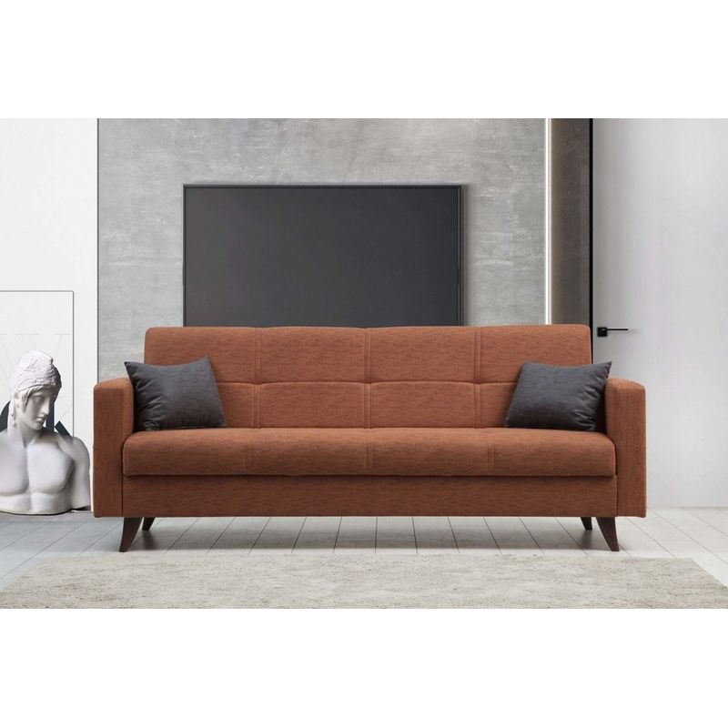 Casa si Gradina - Mobilier - Canapele si coltare - Canapele - Canapea extensibila 3 locuri, Atelier Del Sofa, cadru metal lemn, rosu tigla, 205x86x75 cm - Infinity.ro