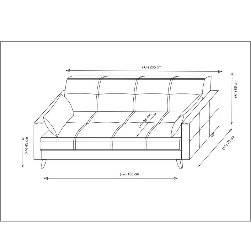 Casa si Gradina - Mobilier - Canapele si coltare - Canapele - Canapea extensibila 3 locuri, Atelier Del Sofa, cadru metal lemn, rosu tigla, 205x86x75 cm - Infinity.ro