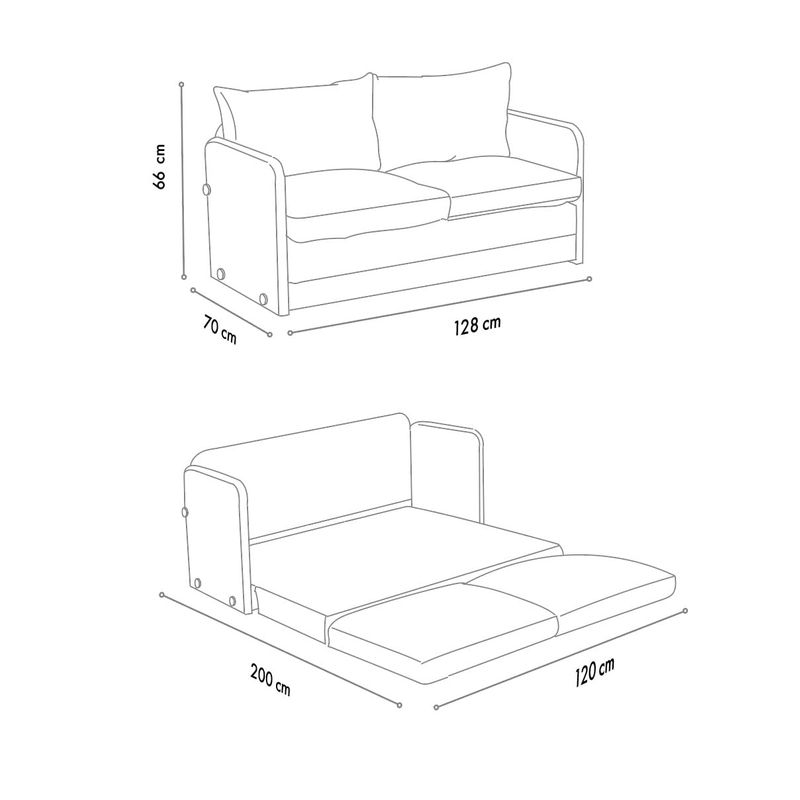 Casa si Gradina - Mobilier - Canapele si coltare - Canapele - Canapea extensibila, Atelier Del Sofa, metal, textil, gri inchis, 128x70x66 cm - Infinity.ro