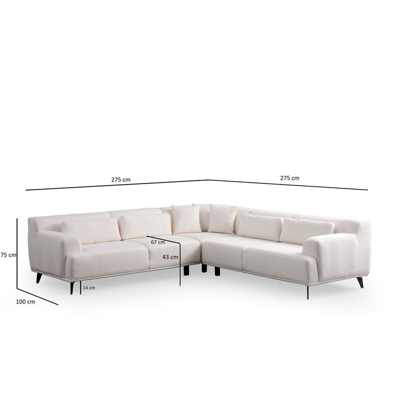 Casa si Gradina - Mobilier - Canapele si coltare - Coltare - Coltar, Atelier Del Sofa, lemn fag si pal, alb, 275x275x100 cm - Infinity.ro