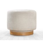 Casa si Gradina - Mobilier - Scaune si fotolii - Tabureti - Taburet, Atelier Del Sofa, 100% bumbac, crem, picioare lemn stejar, 55x55x43 cm, rotativ 360° - Infinity.ro