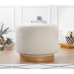 Casa si Gradina - Mobilier - Scaune si fotolii - Tabureti - Taburet, Atelier Del Sofa, 100% bumbac, crem, picioare lemn stejar, 55x55x43 cm, rotativ 360° - Infinity.ro