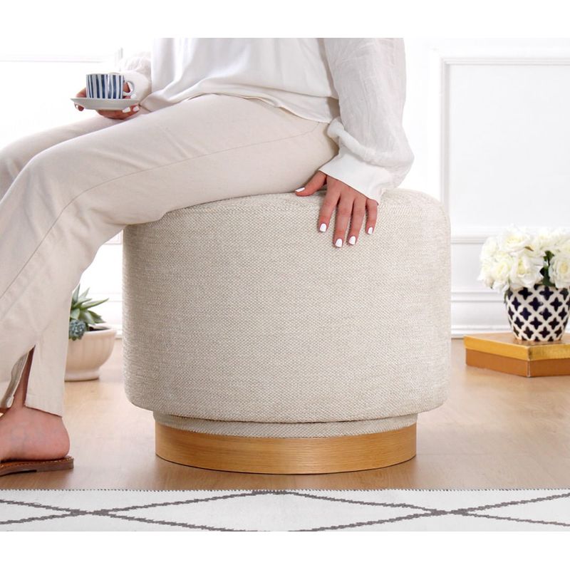 Casa si Gradina - Mobilier - Scaune si fotolii - Tabureti - Taburet, Atelier Del Sofa, 100% bumbac, crem, picioare lemn stejar, 55x55x43 cm, rotativ 360° - Infinity.ro