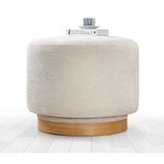 Casa si Gradina - Mobilier - Scaune si fotolii - Tabureti - Taburet, Atelier Del Sofa, 100% bumbac, crem, picioare lemn stejar, 55x55x43 cm, rotativ 360° - Infinity.ro