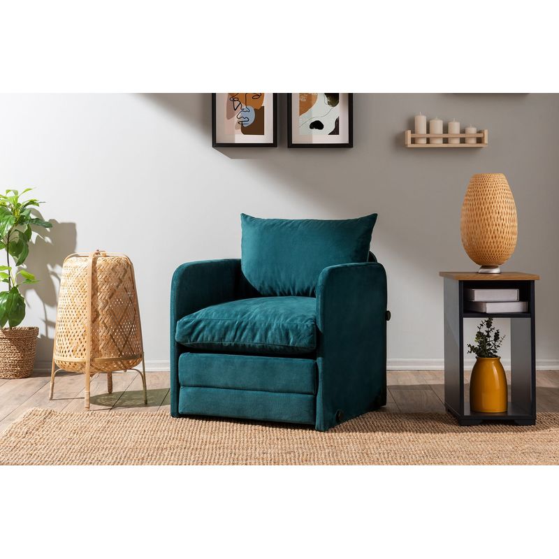 Casa si Gradina - Mobilier - Canapele si coltare - Canapele - Canapea extensibila, Atelier Del Sofa, textil si metal, verde petrol, 68x70x66 cm - Infinity.ro