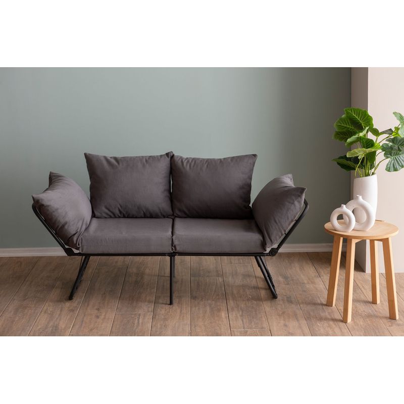 Casa si Gradina - Mobilier - Canapele si coltare - Canapele - Canapea extensibila, Atelier Del Sofa, metal si poliester, gri, 150x78x60 cm - Infinity.ro