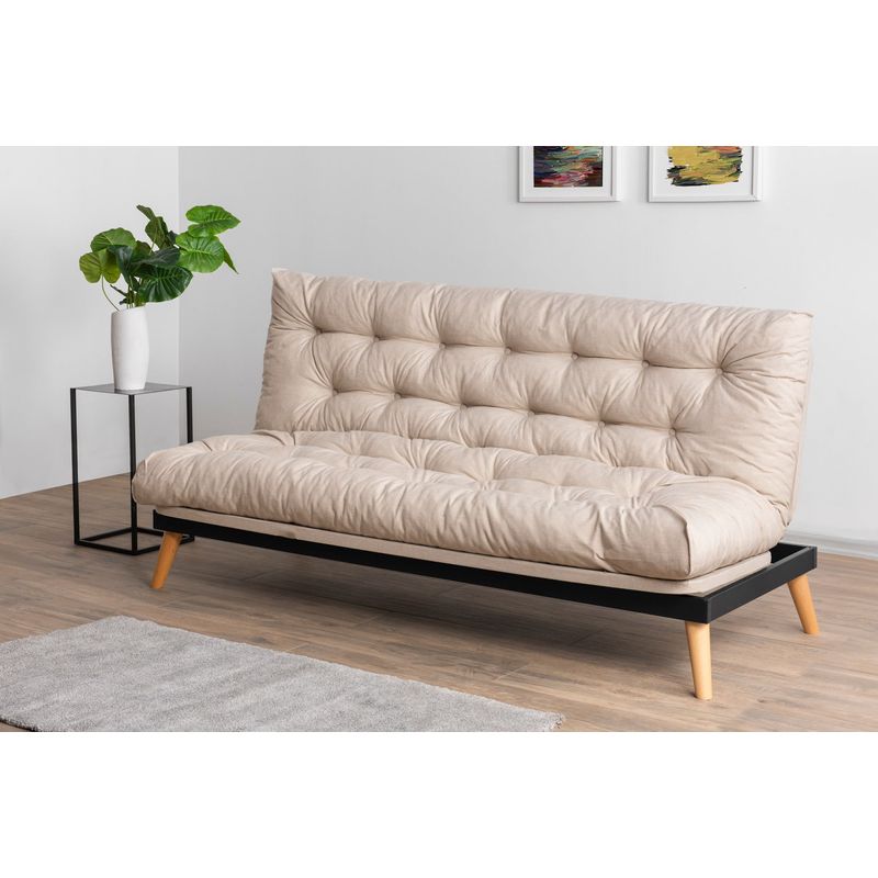 Casa si Gradina - Mobilier - Canapele si coltare - Canapele - Canapea extensibila 3 locuri, Atelier Del Sofa, structura metal, stofa in, crem, 185x92x82 cm - Infinity.ro