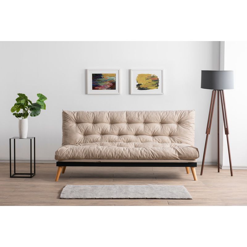 Casa si Gradina - Mobilier - Canapele si coltare - Canapele - Canapea extensibila 3 locuri, Atelier Del Sofa, structura metal, stofa in, crem, 185x92x82 cm - Infinity.ro