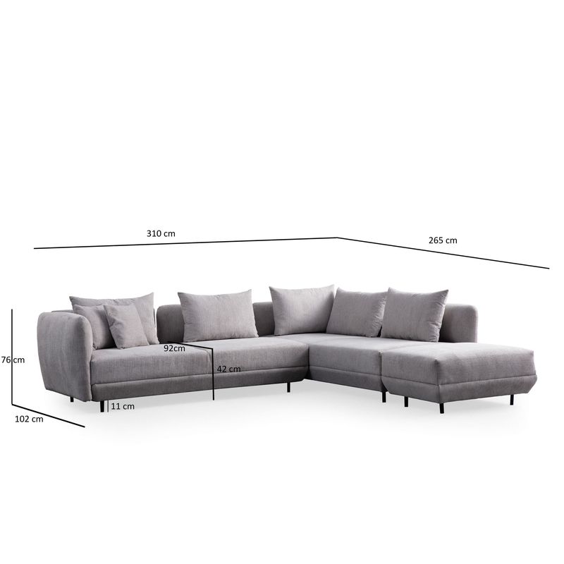 Casa si Gradina - Mobilier - Canapele si coltare - Coltare - Coltar, Atelier Del Sofa, lemn de fag si pal, gri deschis, 310x265x102 cm - Infinity.ro