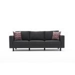 Casa si Gradina - Mobilier - Canapele si coltare - Canapele - Canapea 3 locuri, Atelier Del Sofa, stofa poliester-lin, antracit, 222x83x91 cm - Infinity.ro
