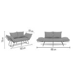 Casa si Gradina - Mobilier - Canapele si coltare - Canapele - Canapea extensibila, Atelier Del Sofa, metal si poliester, gri, 150x78x60 cm - Infinity.ro
