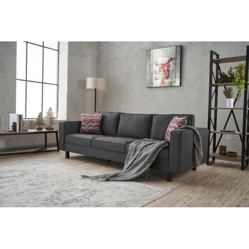 Casa si Gradina - Mobilier - Canapele si coltare - Canapele - Canapea 3 locuri, Atelier Del Sofa, stofa poliester-lin, antracit, 222x83x91 cm - Infinity.ro