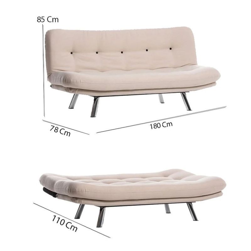 Casa si Gradina - Mobilier - Canapele si coltare - Canapele - Canapea extensibila, Atelier Del Sofa, textil in, crem, 175x52x40 cm - Infinity.ro