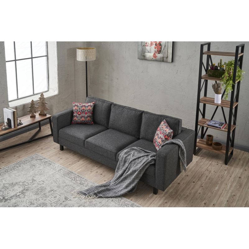 Casa si Gradina - Mobilier - Canapele si coltare - Canapele - Canapea 3 locuri, Atelier Del Sofa, stofa poliester-lin, antracit, 222x83x91 cm - Infinity.ro
