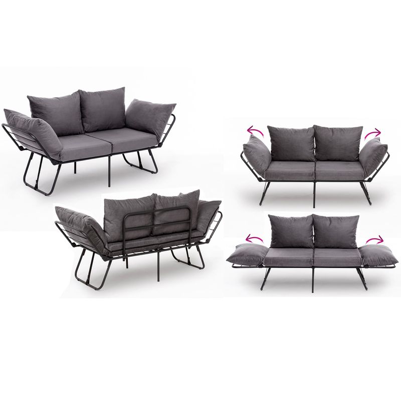 Casa si Gradina - Mobilier - Canapele si coltare - Canapele - Canapea extensibila, Atelier Del Sofa, metal si poliester, gri, 150x78x60 cm - Infinity.ro
