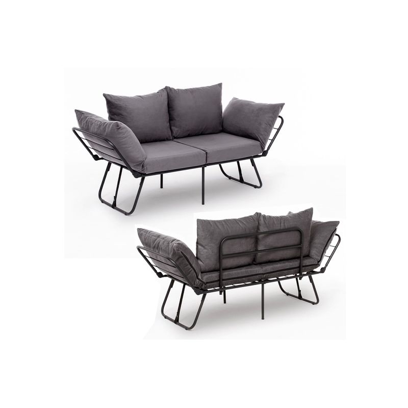 Casa si Gradina - Mobilier - Canapele si coltare - Canapele - Canapea extensibila, Atelier Del Sofa, metal si poliester, gri, 150x78x60 cm - Infinity.ro