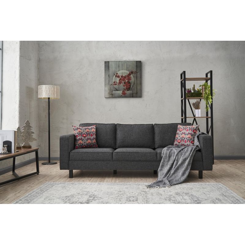 Casa si Gradina - Mobilier - Canapele si coltare - Canapele - Canapea 3 locuri, Atelier Del Sofa, stofa poliester-lin, antracit, 222x83x91 cm - Infinity.ro