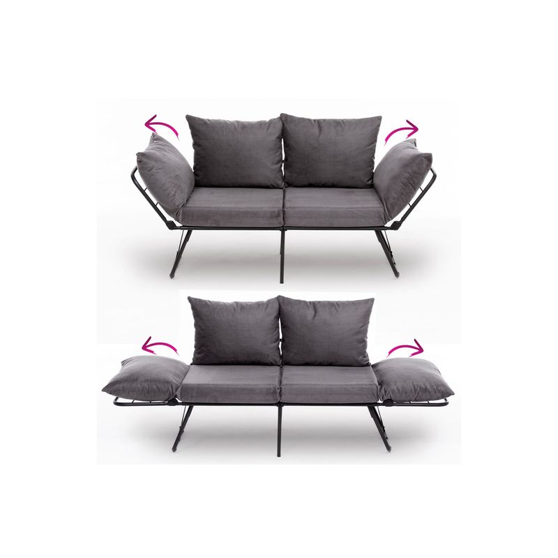 Casa si Gradina - Mobilier - Canapele si coltare - Canapele - Canapea extensibila, Atelier Del Sofa, metal si poliester, gri, 150x78x60 cm - Infinity.ro