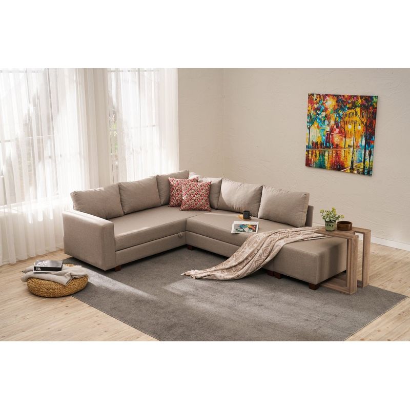 Casa si Gradina - Mobilier - Canapele si coltare - Coltare - Coltar extensibil, Atelier Del Sofa, lemn si pal, bej, 280x210x83 cm - Infinity.ro