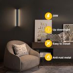 Casa si Gradina - Corpuri si surse de iluminat - Plafoniere, aplice si spoturi - Aplica led de perete 61 cm, 20w, alb natural 4000k, IP44, gri inchis, aluminiu, iluminat interior, montaj usor, 220V - Infinity.ro