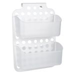 Casa si Gradina - Sanitare - Suporturi si accesorii baie - Suporturi baie - Raft baie plastic, 2 nivele, perete dus, gri/transparent - Infinity.ro