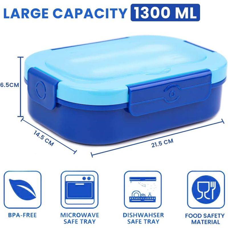 Casa si Gradina - Bucatarie si vesela - Organizare si depozitare bucatarie - Cutii alimentare - Caserola cu 4 compartimente pentru mancare, compatibila cu masina de spalat vase, cu furculita inclusa, fara BPA - Infinity.ro