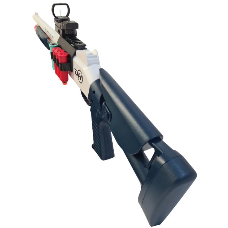 Jucarii, Copii si Bebe - Jucarii si jocuri - Jucarii de rol - Arme de jucarie - Pusca de jucarie tip  shotgun, manuala, 80 cm, 10 gloante moi din spuma, culoare Albastru deschis - Infinity.ro