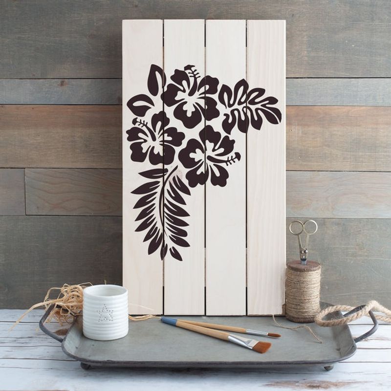 Casa si Gradina - Decoratiuni - DIY - Sabloane decorative pereti - Sablon Perete vopsire, tencuiala 0.7mm Hibiscus Flower Stencil Refolosibil, model MXSP7171, 100 x 100 mm - Infinity.ro