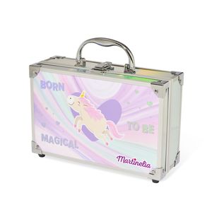 Trusa de machiaj in cutie metalica pentru copii, Unicorn